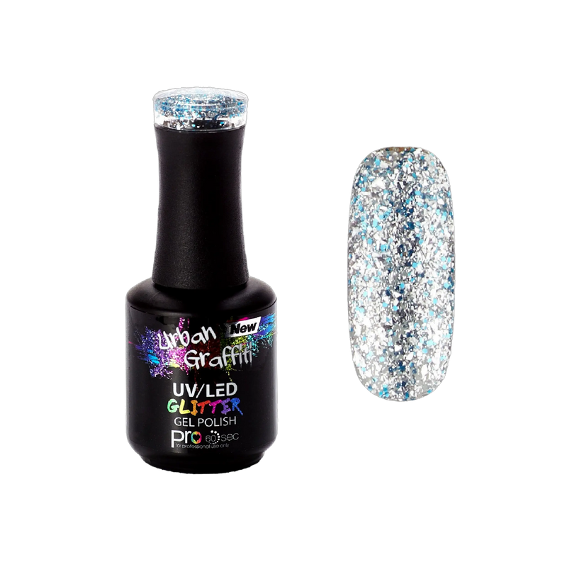 Cinders Slippers - UGGP-A0908 Urban Graffiti Ασημί και Μπλε Glitter Βερνίκι 15ml