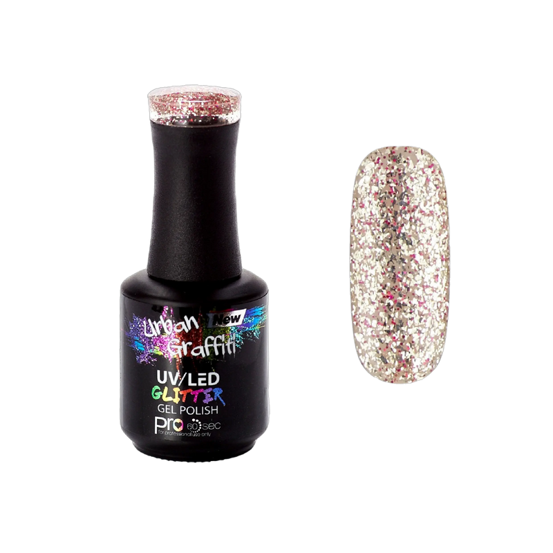 Cosmic Love - UGGP-A0916 Urban Graffiti Χρυσό και Κόκκινο Glitter Ημιμόνιμο Βερνίκι 15ml