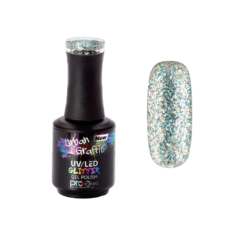 Winter Waterfall - UGGP-A0912 Urban Graffiti Μπλε και ασημί glitter gel βερνίκι 15ml